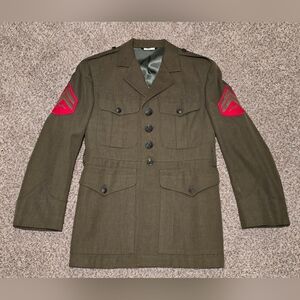 1980s Marine Corps USMC Green Service Alpha Dress Uniform Jacket Size 39 XS